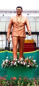 A 30-feet-tall statue of late actor Puneeth Rajkumar, whose untimely death shocked fans across the state last year. A 30-feet-tall statue of late actor Puneeth Rajkumar, whose untimely death shocked fans across the state last year.