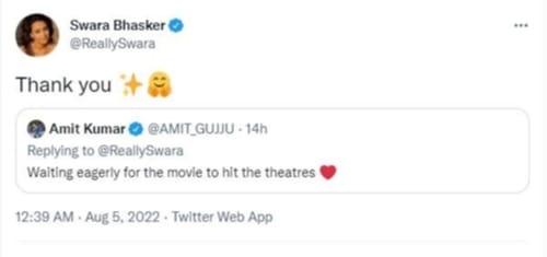 Swara shared a post about her next film, Jahaan Chaar Yaar.