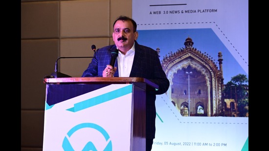 Ashutosh Singh, founder and CEO, Wortheum, speaking at a function in Lucknow on Friday. (HT Photo) Ashutosh Singh, founder and CEO, Wortheum, speaking at a function in Lucknow on Friday. (HT Photo)