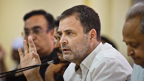 New Delhi: Congress leader Rahul Gandhi addresses a press conference at AICC headquarters, in New Delhi, Friday, Aug. 5, 2022.(PTI)