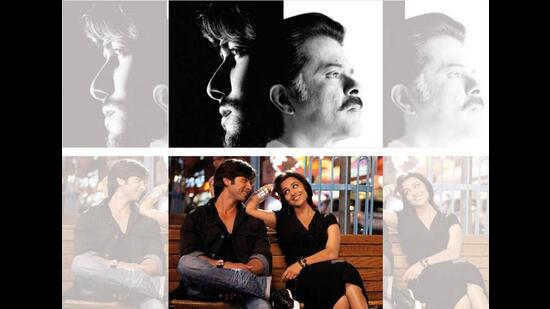 Anil Kapoor in Subhash Ghai’s serious film, Black & White, 2008 (top); Vidya Balan and Shahid Kapoor in Kismat Konnection, 2008 (above)
