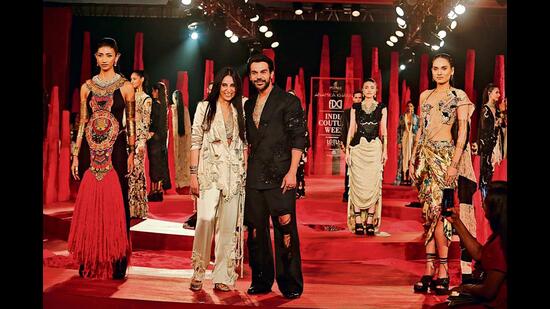 Designer Anamika Khanna with actor Rajkummar Rao