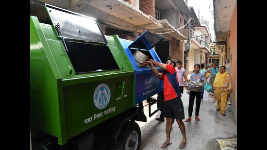 It has been more than three years since Chandigarh MC mandated segregation of waste at source. (HT Photo)