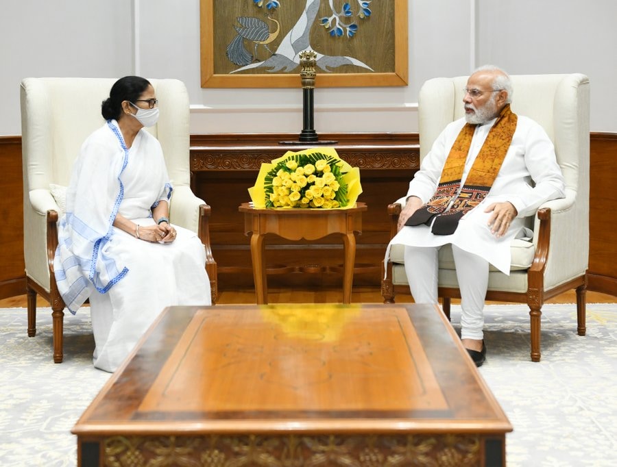 West Bengal CM Mamata Banerjee with Prime Minister Narendra Modi in Delhi on Friday. West Bengal CM Mamata Banerjee with Prime Minister Narendra Modi in Delhi on Friday.