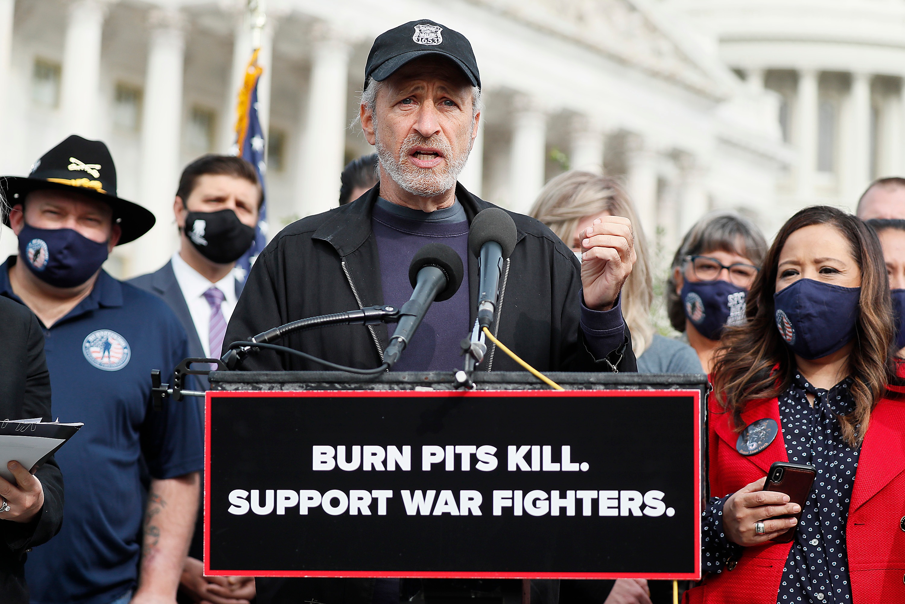 Stewart did not hold back on expletives as he lashed out at lawmakers trying to stall legislation on benefits for US veterans. Eventually, the Senate passed the Pact Act in support of soldiers who have been exposed to toxins in conflict zones, and Stewart had reason to celebrate. (Getty Images) Stewart did not hold back on expletives as he lashed out at lawmakers trying to stall legislation on benefits for US veterans. Eventually, the Senate passed the Pact Act in support of soldiers who have been exposed to toxins in conflict zones, and Stewart had reason to celebrate. (Getty Images)