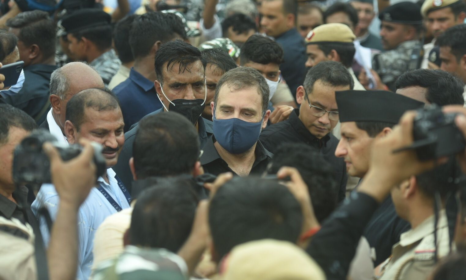 Congress leader Rahul Gandhi at Vijay Chowk on Friday, (RAJ K RAJ / HT Photo) Congress leader Rahul Gandhi at Vijay Chowk on Friday, (RAJ K RAJ / HT Photo)