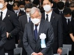 U.N. Secretary General Antonio Guterres, center, observes a minute of silence for the victims of the atomic bombing, during the ceremony marking the 77th anniversary of the atomic bombing at the Hiroshima Peace Memorial Park. (AP) U.N. Secretary General Antonio Guterres, center, observes a minute of silence for the victims of the atomic bombing, during the ceremony marking the 77th anniversary of the atomic bombing at the Hiroshima Peace Memorial Park. (AP)