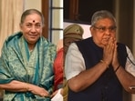 Vice president candidates Margaret Alva and Jagdeep Dhankar in file pic.
