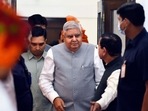 Newly elected Vice-President Jagdeep Dhankhar greets BJP workers at 11 Akhbar Road, in New Delhi, on Saturday. (Sanjeev Verma/HT Photo) Newly elected Vice-President Jagdeep Dhankhar greets BJP workers at 11 Akhbar Road, in New Delhi, on Saturday. (Sanjeev Verma/HT Photo)