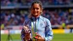 Priyanka stands on the podium during the athletics in the Alexander Stadium at the Commonwealth Games in Birmingham, England, on Saturday. (AP) Priyanka stands on the podium during the athletics in the Alexander Stadium at the Commonwealth Games in Birmingham, England, on Saturday. (AP)