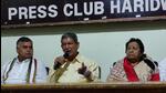 Former chief minister Harish Rawat during a press conference, in Uttarakhand on Saturday. (HT Photo)