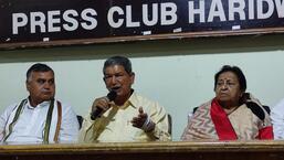 Former chief minister Harish Rawat during a press conference, in Uttarakhand on Saturday. (HT Photo)