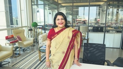 Falguni Nayar, CEO of Nykaa, photographed at her office&nbsp; (Mint photo)
