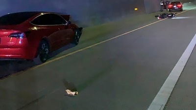 The scene of an accident involving a Tesla and a motorcycle on July 24, 2022 near Draper, Utah. (Utah Department of Public Safety via AP) The scene of an accident involving a Tesla and a motorcycle on July 24, 2022 near Draper, Utah. (Utah Department of Public Safety via AP)