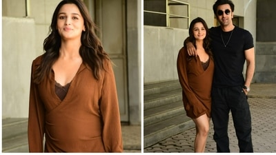 Alia Bhatt and Ranbir Kapoor were spotted promoting Brahmastra on Saturday. (Varinder Chawla) Alia Bhatt and Ranbir Kapoor were spotted promoting Brahmastra on Saturday. (Varinder Chawla)