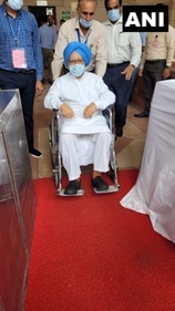 Former Prime Minister Dr Manmohan Singh at Parliament House to cast his vote for V-P polls. (ANI) Former Prime Minister Dr Manmohan Singh at Parliament House to cast his vote for V-P polls. (ANI)
