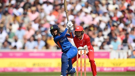 IND W vs ENG W: Jemimah Rodrigues plays a shot during Commonwealth Games 2022 semi-final. (ICC Twitter)