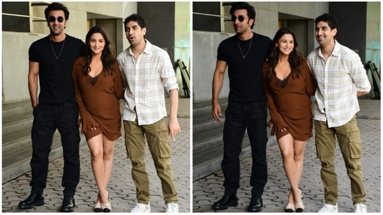 Alia Bhatt clicked in the city in a brown wrap around dress with hubby Ranbir  Kapoor in an all black look consisting of a t-shirt and denims Media