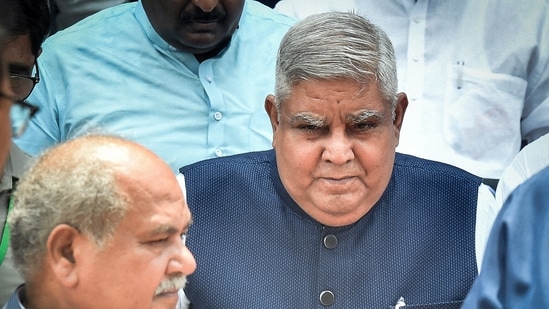 National Democratic Alliance (NDA) vice-presidential candidate Jagdeep Dhankhar after he filed his nomination at Parliament House. (Photo by Raj K Raj/ Hindustan Times)