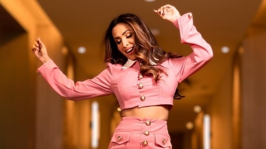 Malaika Arora serves the ultimate night-out look in pink crop top and mini skirt for new sizzling pics&nbsp;(Instagram)