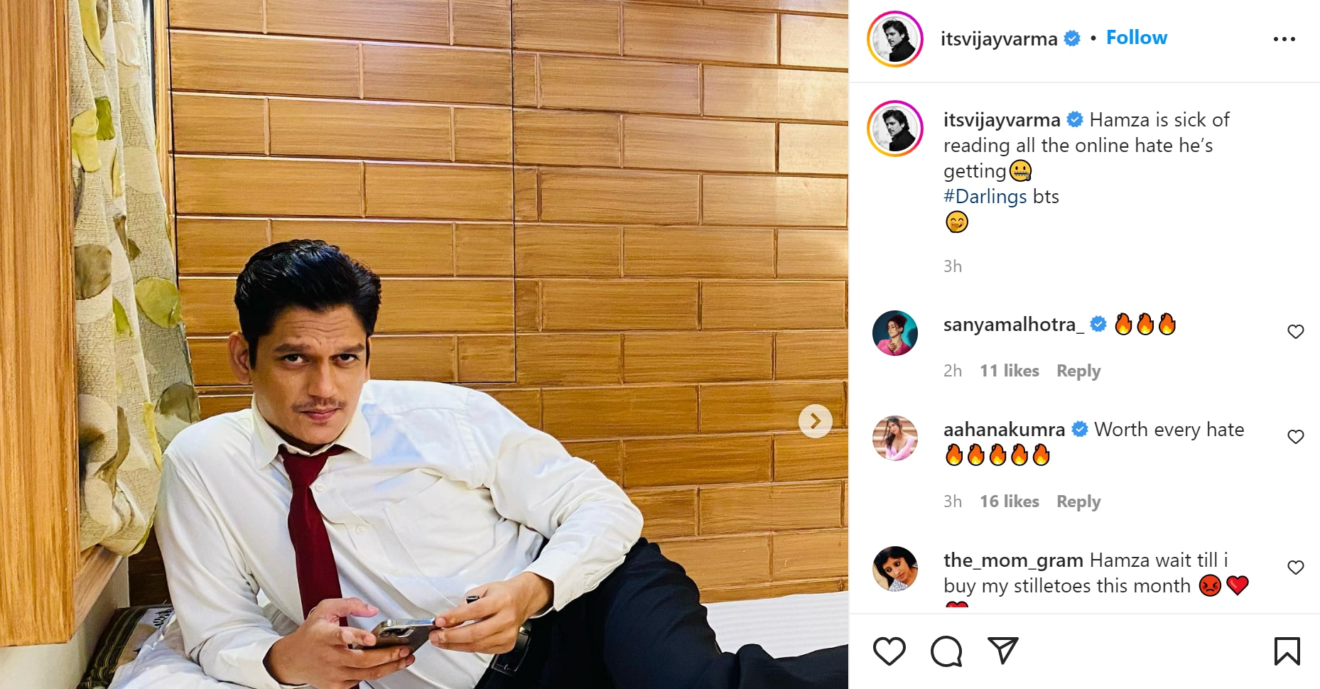 Vijay Varma's Instagram post.