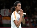 PV Sindhu in action at CWG 2022.(AP) PV Sindhu in action at CWG 2022.(AP)