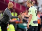 Pep Guardiola with Erling Haaland(AP) Pep Guardiola with Erling Haaland(AP)