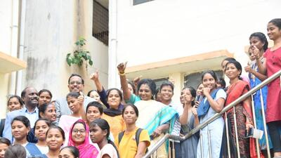 Telangana governor Tamilisai Soundarrajan on Sunday visited the Rajiv Gandhi University of Knowledge and Technology (RGUKT) campus at Basar in the Nirmal district. (HT)