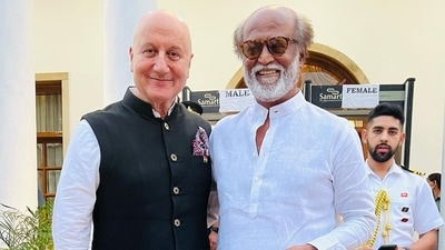 Anupam Kher shares photos with actor Rajinikanth. Anupam Kher shares photos with actor Rajinikanth. 