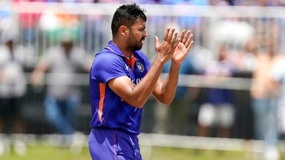 Avesh Khan in action for Team India. (AP) Avesh Khan in action for Team India. (AP)