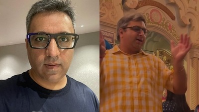 Shark Tank India's Ashneer Grover (L) and his doppelganger (R) in the viral video. (Instagram/@kartik.vrindavan) Shark Tank India's Ashneer Grover (L) and his doppelganger (R) in the viral video. (Instagram/@kartik.vrindavan)