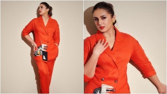 Huma Qureshi paints Instagram orange in quirky pantsuit, nails formal fashion(Instagram/@iamhumaq)