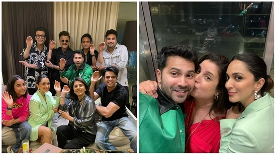 JugJugg Jeeyo team at Karan Johar's residence on Saturday.&nbsp;