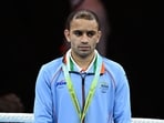 Amit Panghal won all four bouts by unanimous verdict in his progress to the final.(PTI)