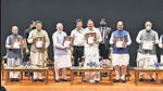 Prime Minister Narendra Modi at the farewell function of tVice President M. Venkaiah Naidu, at Balayogi Auditorium, Parliament House, in New Delhi on Monday. (ANI) Prime Minister Narendra Modi at the farewell function of tVice President M. Venkaiah Naidu, at Balayogi Auditorium, Parliament House, in New Delhi on Monday. (ANI)