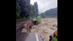 After incessant rain in Manali, a stretch of the highway to Leh adjoining Beas river caved in on Monday. (Aqil Khan/HT) After incessant rain in Manali, a stretch of the highway to Leh adjoining Beas river caved in on Monday. (Aqil Khan/HT)