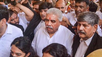 Rakesh Sachan had been with the Samajwadi Party and Congress before he switched to the BJP in January this year and was inducted into chief minister Yogi Adityanath’s UP cabinet (PTI)