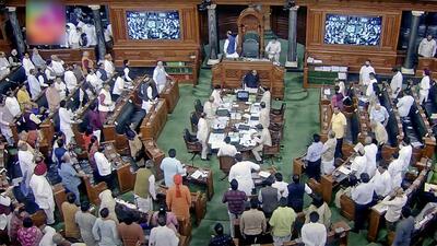 A view of the Lok Sabha session in Parliament on Monday. (ANI) A view of the Lok Sabha session in Parliament on Monday. (ANI)