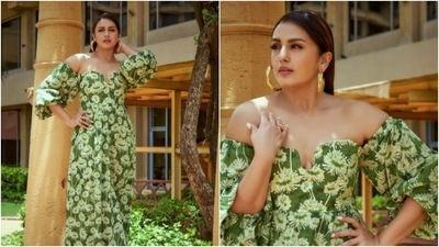 Huma Qureshi, kept it comfy yet cool in this easy-breezy off shoulder boho chic midi dress for Maharani Promotions. (Instagram/@iamhumaq)
