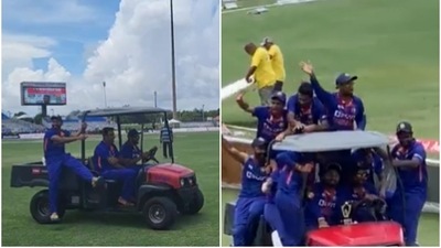Indian team after T20 series win in West Indies (Twitter)