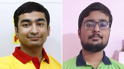 JEE main UP toppers Saumitra Garg (Left) and Kanishk Sharma (Combo image) (designer from Handout) JEE main UP toppers Saumitra Garg (Left) and Kanishk Sharma (Combo image) (designer from Handout)