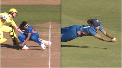 Radha Yadav's fielding show against Australia (Twitter) Radha Yadav's fielding show against Australia (Twitter)