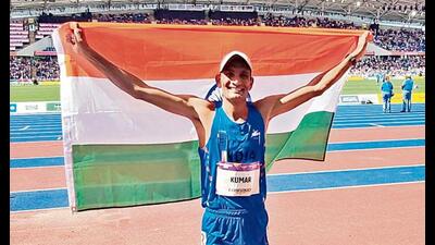 Sandeep Kumar Poonia clocked timing of 38:49:21 in the final of 10,000m race walk event at CWG ‘22; it’s also his personal best. (Photo: Twitter)