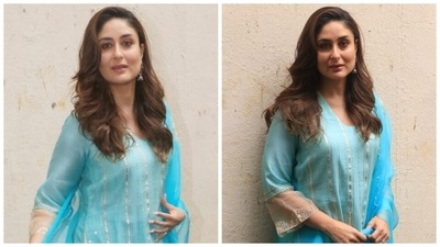 Actor Kareena Kapoor Khan has kickstarted the promotions of her upcoming film Laal Singh Chaddha. Today, the 41-year-old star stepped out in Mumbai, dressed in a gorgeous blue suit for the film's promotions. The paparazzi clicked Kareena outside the Mehboob Studios in Bandra. She looked enchanting in the ensemble, which deserves all your attention. Keep scrolling ahead to see Kareena's traditional avatar. (HT Photo/Varinder Chawla) Actor Kareena Kapoor Khan has kickstarted the promotions of her upcoming film Laal Singh Chaddha. Today, the 41-year-old star stepped out in Mumbai, dressed in a gorgeous blue suit for the film's promotions. The paparazzi clicked Kareena outside the Mehboob Studios in Bandra. She looked enchanting in the ensemble, which deserves all your attention. Keep scrolling ahead to see Kareena's traditional avatar. (HT Photo/Varinder Chawla)