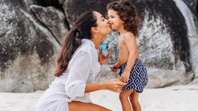 Lisa Haydon shared a photo from her outing with son Leo Lalvani, 3, in April. 