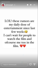 Shehnaaz Gill writes cryptic post about Kabhi Eid Kabhi Diwali on Instagram Stories. Shehnaaz Gill writes cryptic post about Kabhi Eid Kabhi Diwali on Instagram Stories.