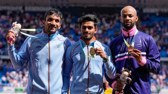 Abdulla Abobacker and Eldhose Paul became the first Indian male pair to finish a CWG track and field event with gold and silver medals. (AP) Abdulla Abobacker and Eldhose Paul became the first Indian male pair to finish a CWG track and field event with gold and silver medals. (AP)