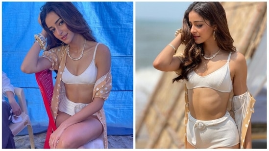Ananya Panday, who is busy promoting her upcoming film Liger, took a break from her hectic schedule and went to the beach in a white swimsuit and got some beautiful pictures clicked of herself in the swimwear. While in one still the actor can be seen striking a million-dollar pose, the rest were fun candid moments.(Instagram/@ananyapanday)