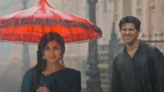 Mrunal Thakur and Dulquer Salmaan in Sita Ramam.