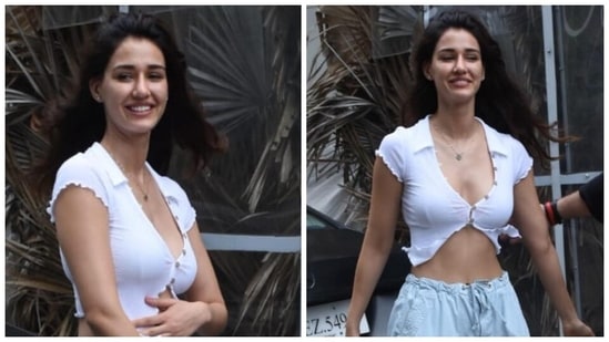 Disha Patani Nails The Trendy Off Duty Model Look In Crop Top And Denim Joggers For Outing With